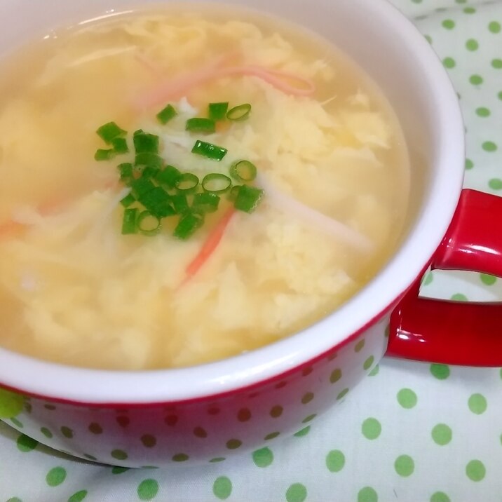 簡単☆節約☆カニかまとふわふわ玉子のスープ